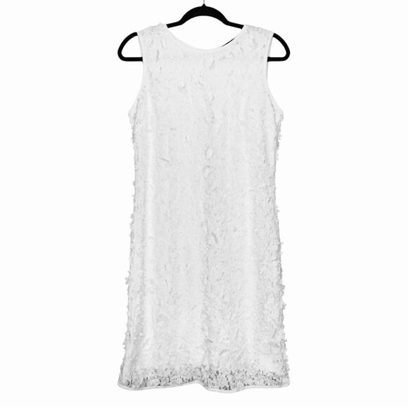 Karl Lagerfeld Paris White Appliqué Floral Shift Dress - Size 8 - Picture 1 of 13